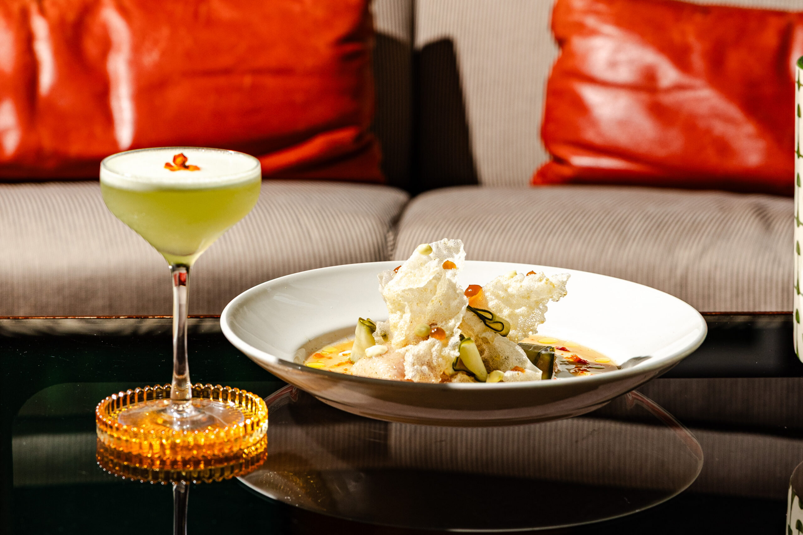 Food and drink on a table